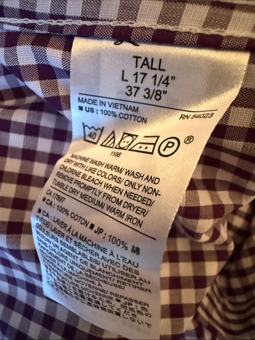Banana Republic Men's Purple & White Gingham Dress Shirt Size Large Tall